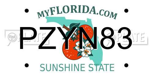 PZYN83 Florida License Plate