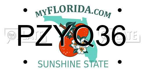 PZYQ36 Florida License Plate