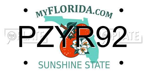 PZYR92 Florida License Plate