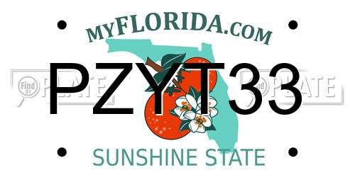 PZYT33 Florida License Plate