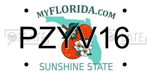 PZYV16 Florida License Plate