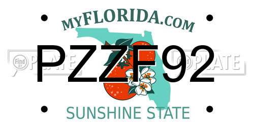 PZZF92 Florida License Plate