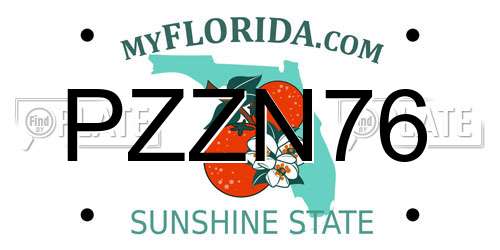 PZZN76 Florida License Plate