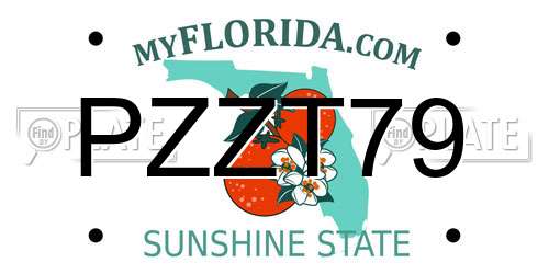 PZZT79 Florida License Plate