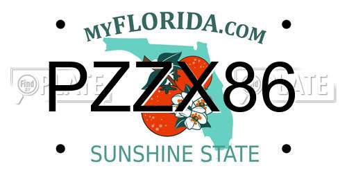 PZZX86 Florida License Plate