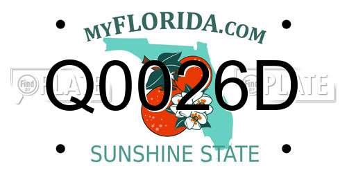 Q0026D Florida License Plate