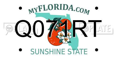 Q071RT Florida License Plate