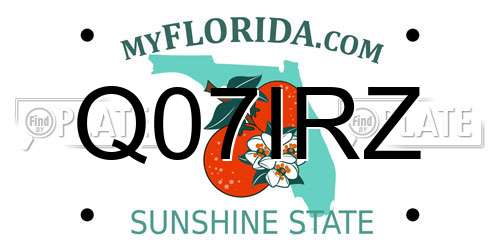 Q07IRZ Florida License Plate