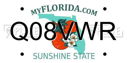 Q08VWR Florida License Plate