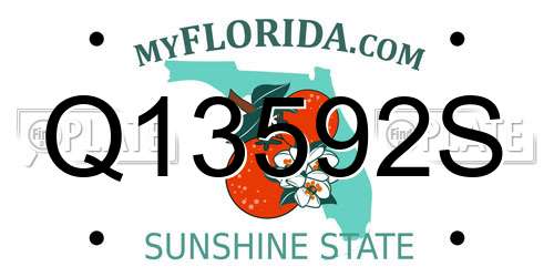 Q13592S Florida License Plate