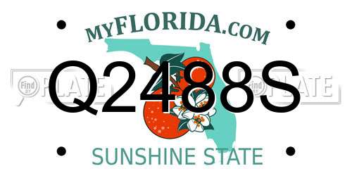 Q2488S Florida License Plate