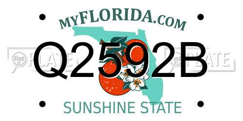 Q2592B Florida License Plate