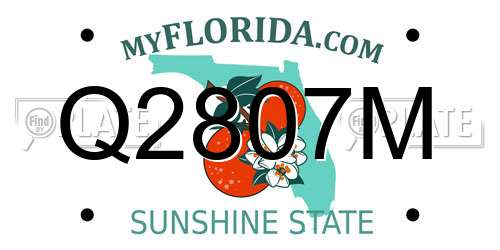 Q2807M Florida License Plate