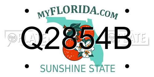 Q2854B Florida License Plate