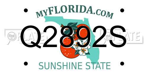 Q2892S Florida License Plate