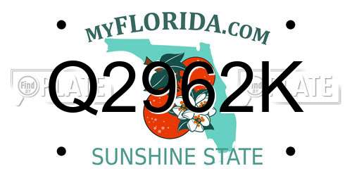Q2962K Florida License Plate