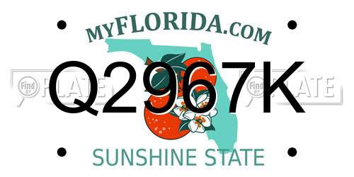 Q2967K Florida License Plate