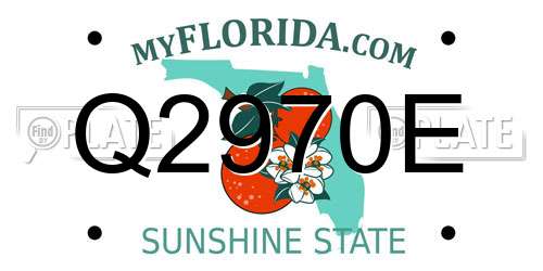 Q2970E Florida License Plate