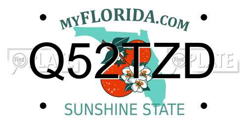 Q52TZD Florida License Plate