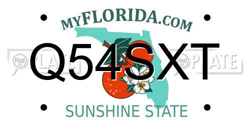 Q54SXT Florida License Plate
