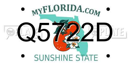 Q5722D Florida License Plate