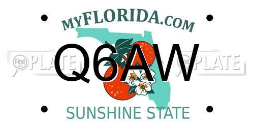 Q6AW Florida License Plate