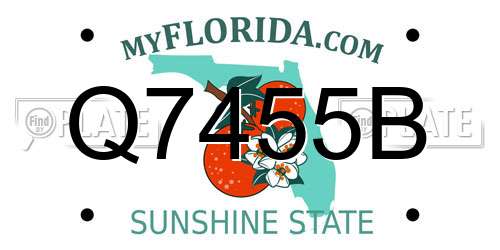 Q7455B Florida License Plate