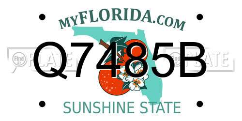 Q7485B Florida License Plate