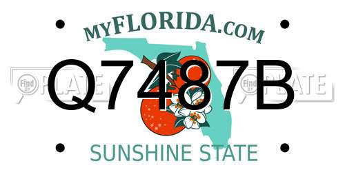 Q7487B Florida License Plate