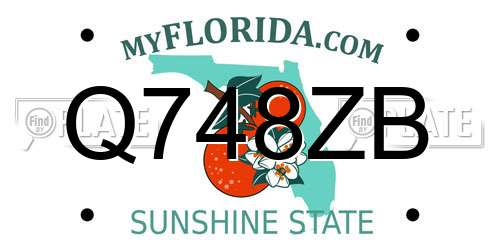 Q748ZB Florida License Plate