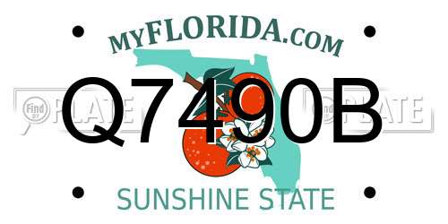 Q7490B Florida License Plate