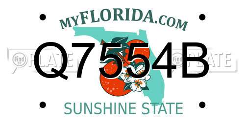Q7554B Florida License Plate