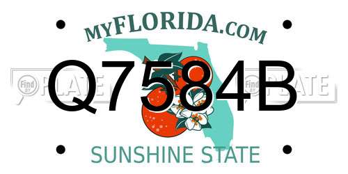 Q7584B Florida License Plate