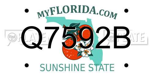 Q7592B Florida License Plate