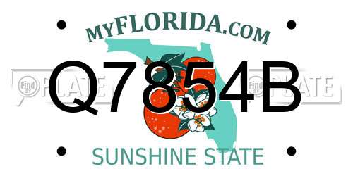 Q7854B Florida License Plate
