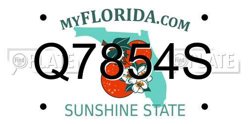 Q7854S Florida License Plate
