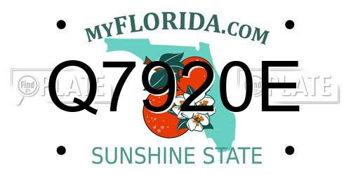 Q7920E Florida License Plate