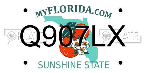 Q907LX Florida License Plate
