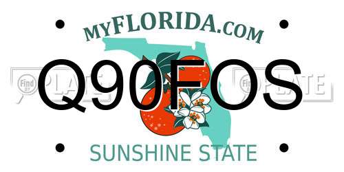 Q90FOS Florida License Plate