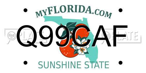 Q99CAF Florida License Plate