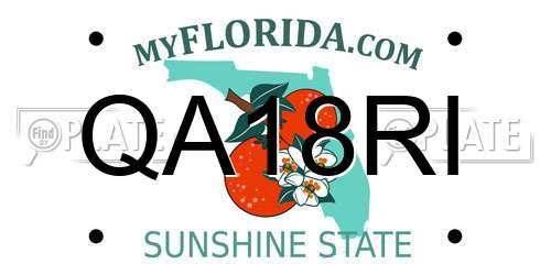 QA18RI Florida License Plate