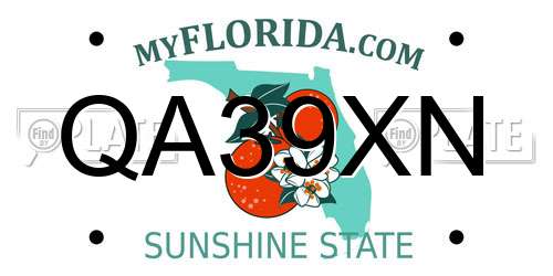 QA39XN Florida License Plate