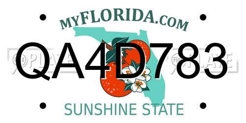 QA4D783 Florida License Plate