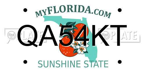 QA54KT Florida License Plate
