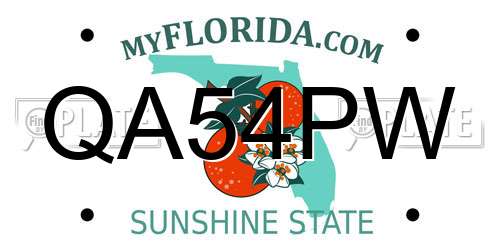 QA54PW Florida License Plate