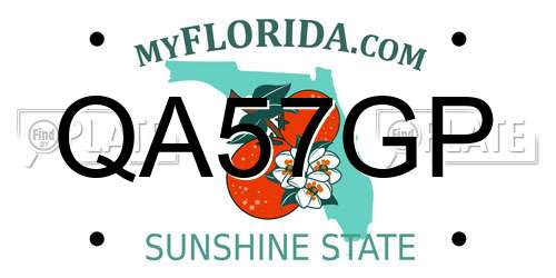 QA57GP Florida License Plate