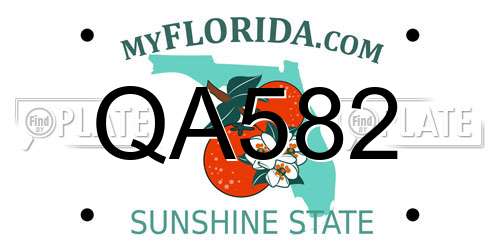 QA582 Florida License Plate