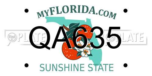QA635 Florida License Plate