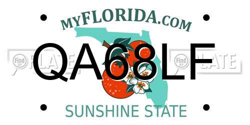 QA68LF Florida License Plate