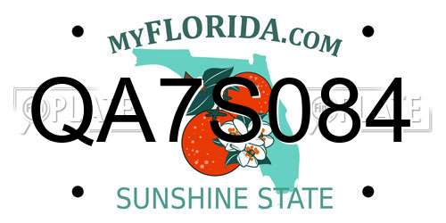 QA7S084 Florida License Plate